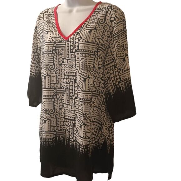 Shiraleah Chicago black white lightweight cotton tunic size M - Picture 4 of 7